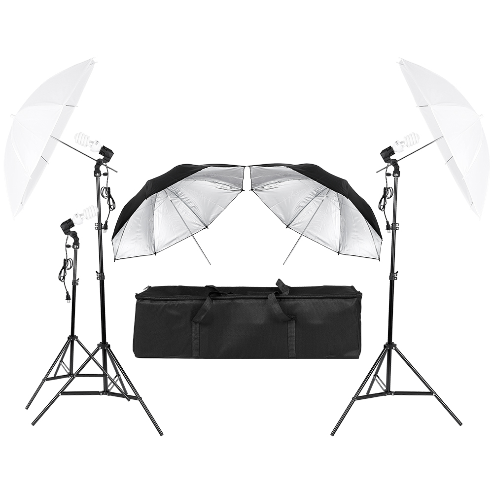 Photography Umbrella Lighting Kit - 3*45W Fotografia Foto Vídeo Retrato Estúdio