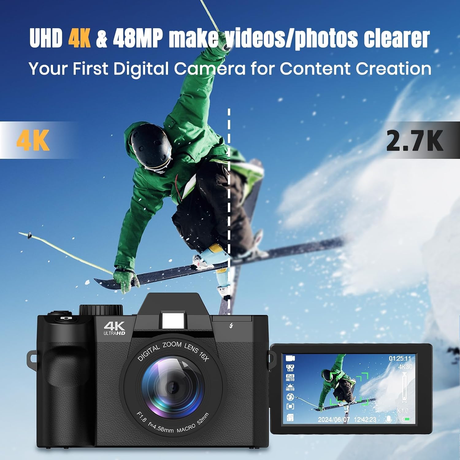 Câmera Digital de 48MP com WiF - Photography Youtube avaliação e preço