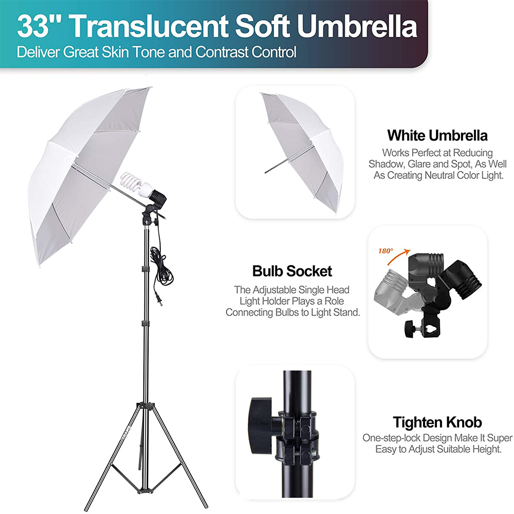 Conjunto econômico de equipame - Photography Umbrella Lighting Kit avaliação e preço